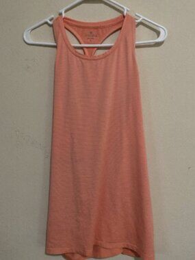 Athleta Small Women's Racer Back Striped Peach Tank Top Yoga 422982 EUC